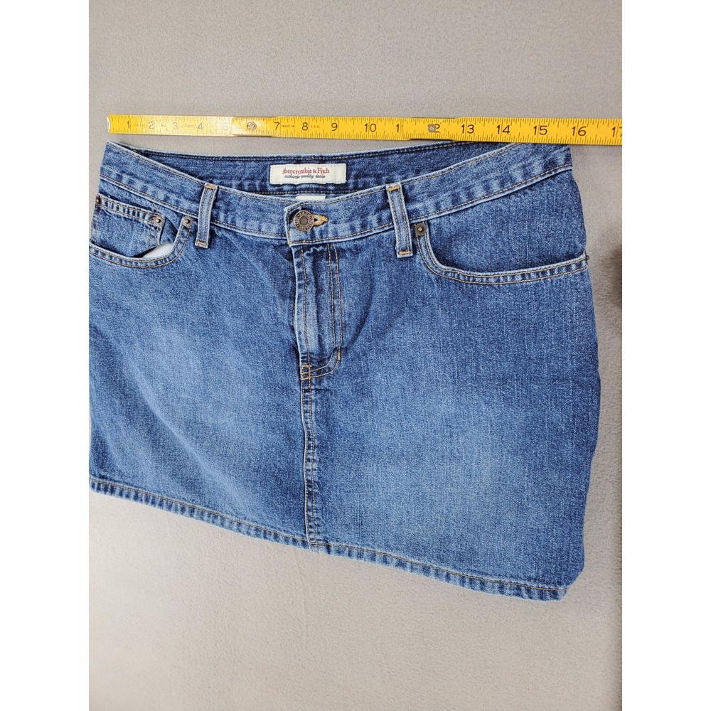 Abercrombie & Fitch‎ Women's Blue Jean Denim Mini Skirt Size 10 100% Cotton USA - Picture 4 of 5